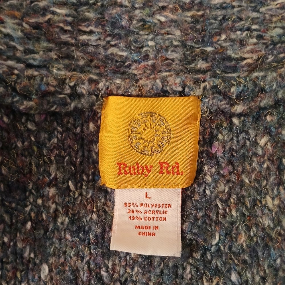 Ruby Rd. Gray Women's Sweater Sz L Open Front Chu… - image 3